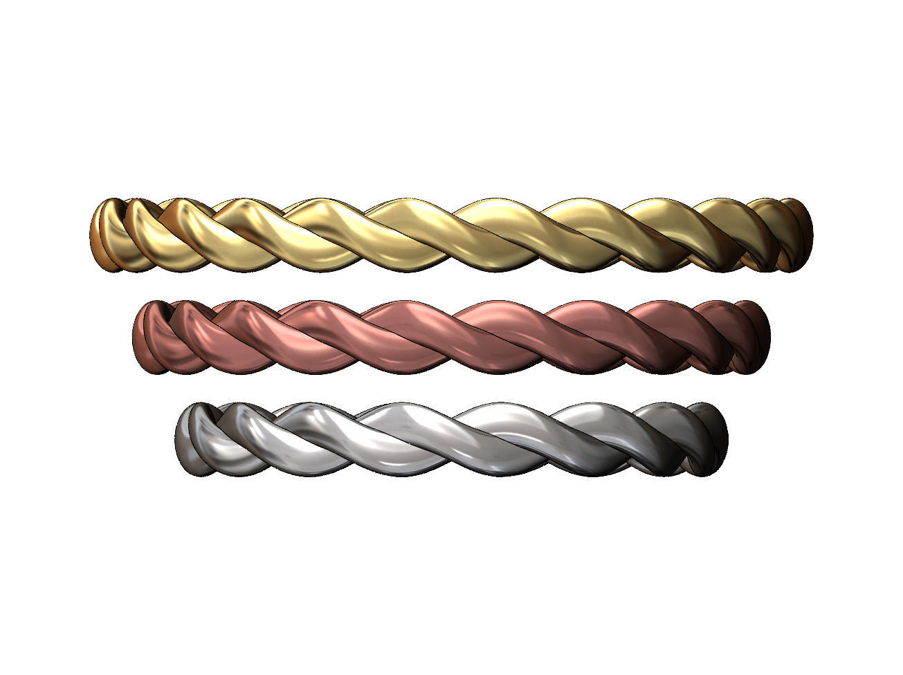 Braided rope bangle sizes S M L 3D print model_2