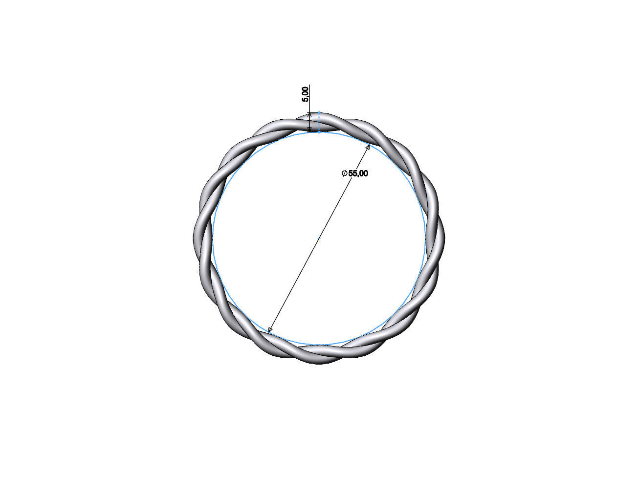 Braided rope bangle sizes S M L 3D print model_10