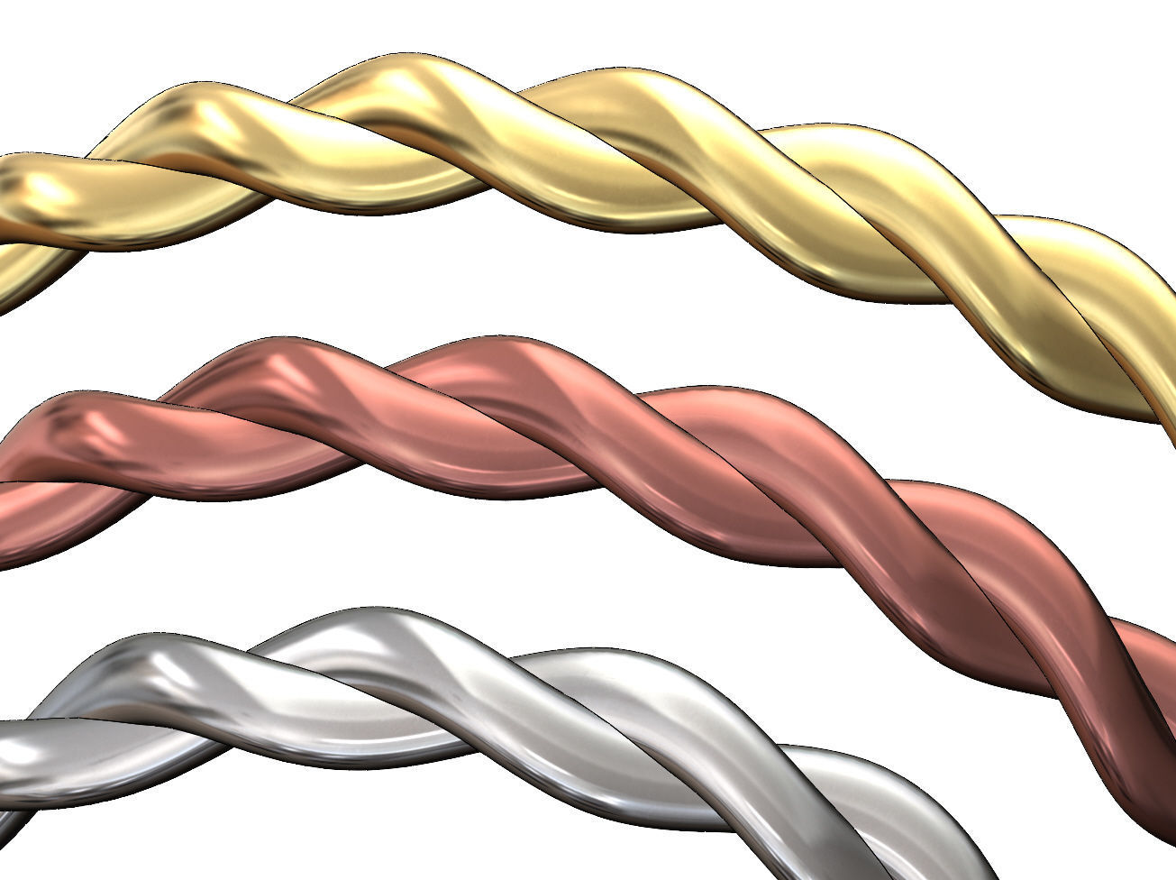 Braided rope bangle sizes S M L 3D print model_3