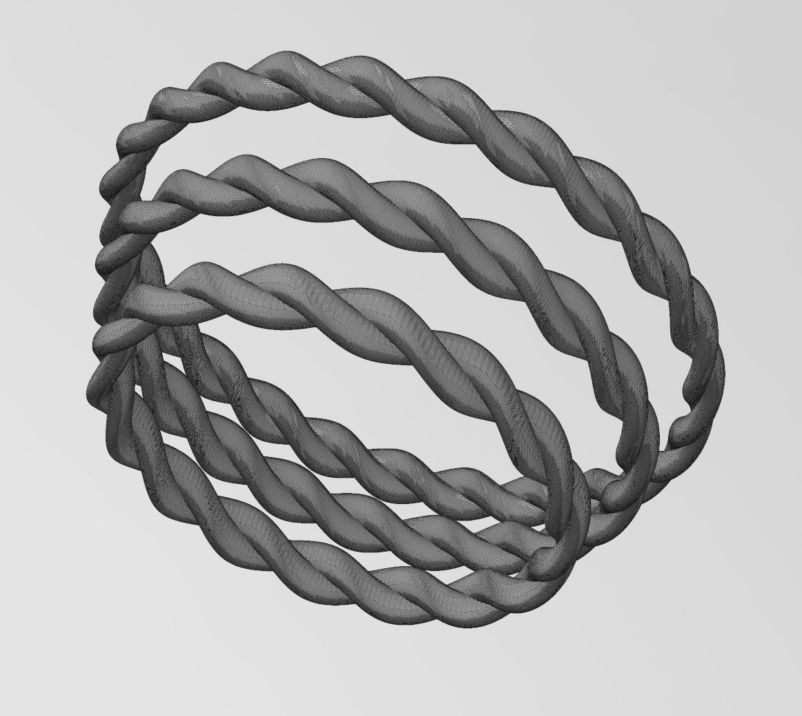Braided rope bangle sizes S M L 3D print model_14