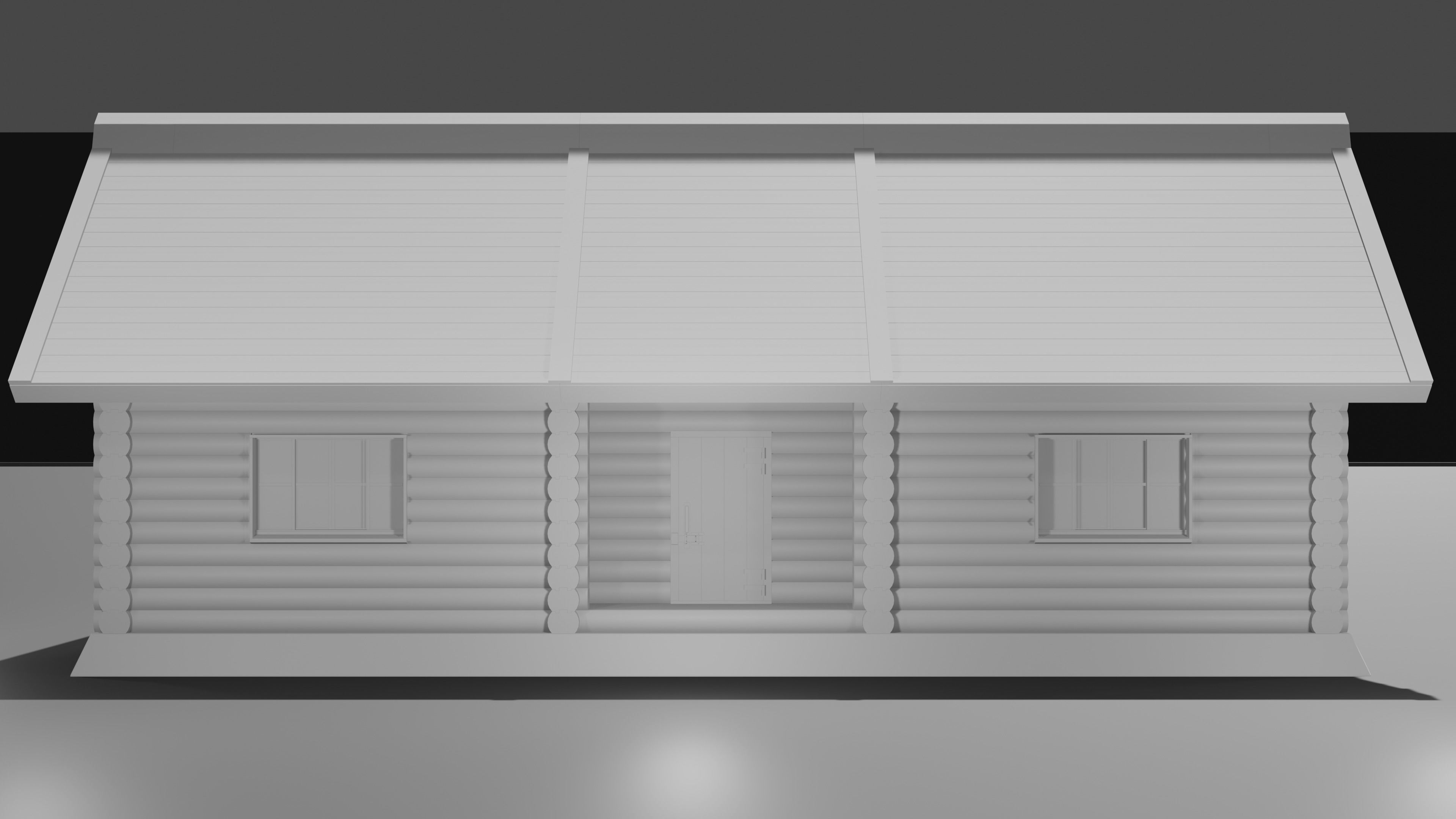 house log cabin 3D model_2