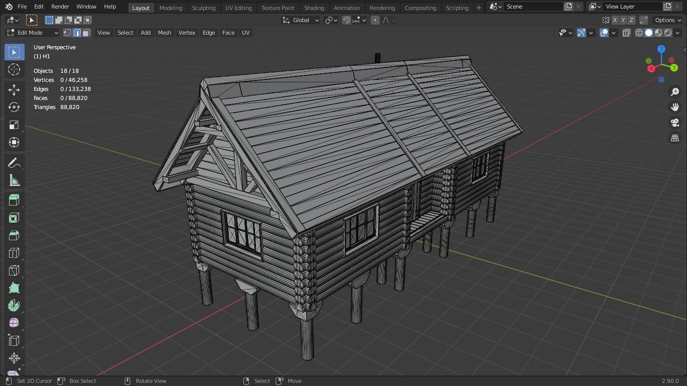 house log cabin 3D model_12