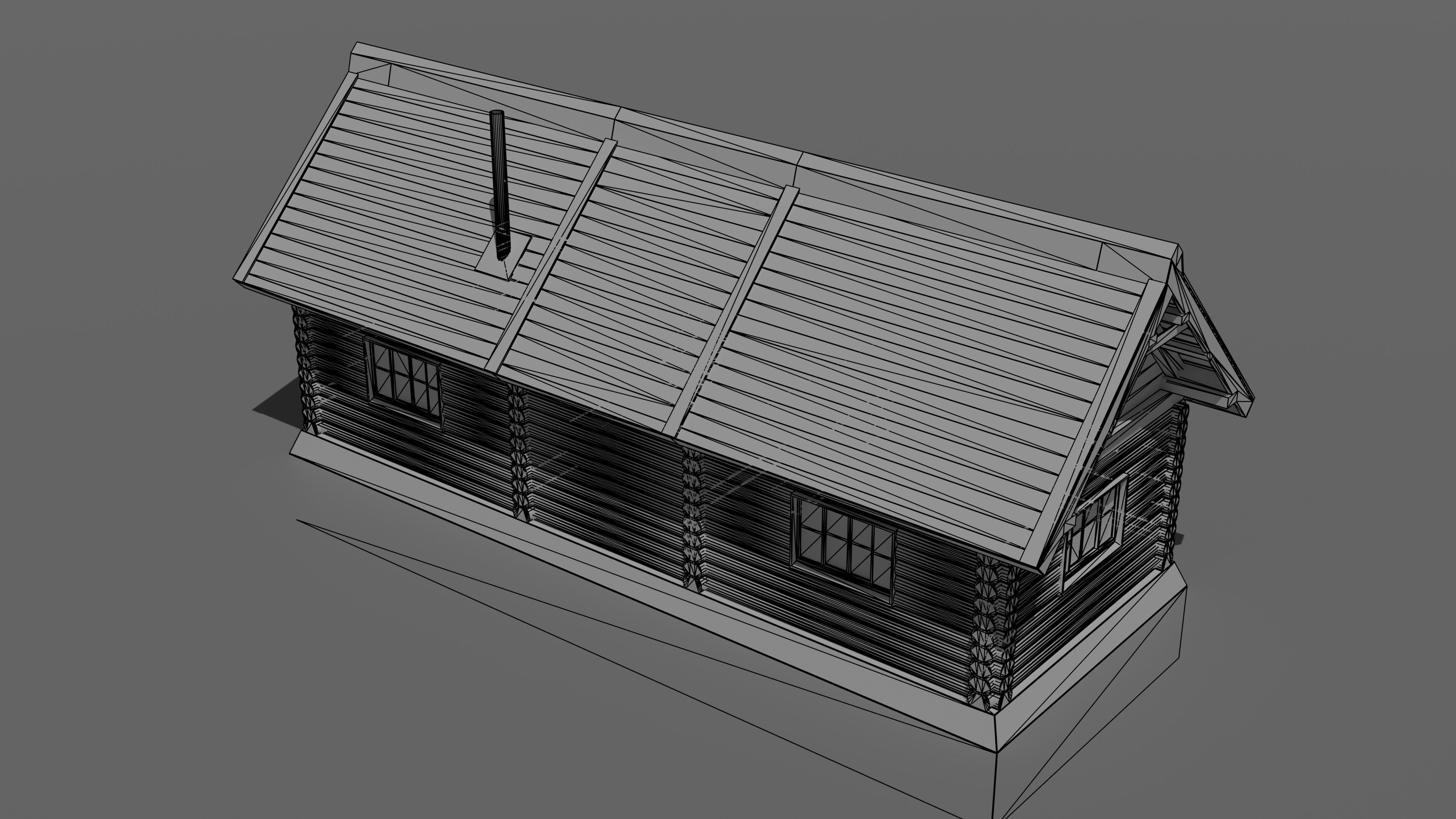 house log cabin 3D model_7