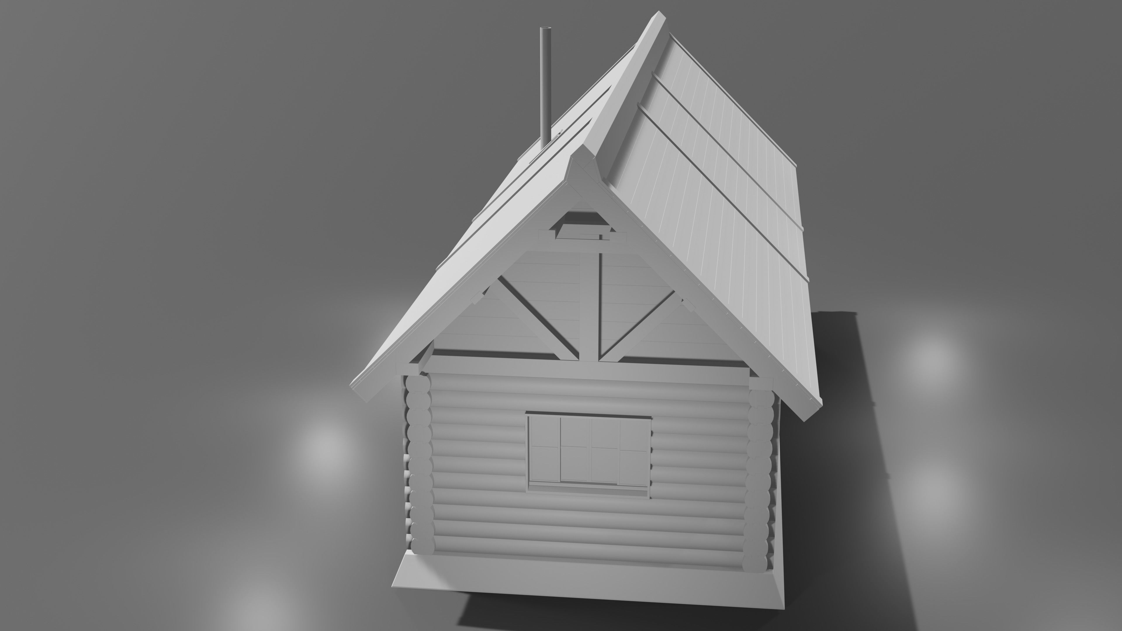 house log cabin 3D model_1