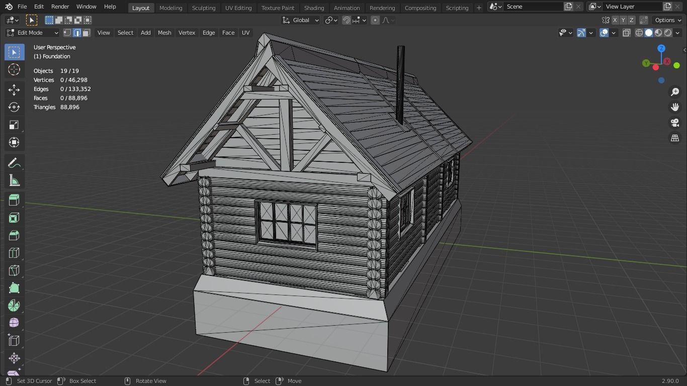 house log cabin 3D model_10