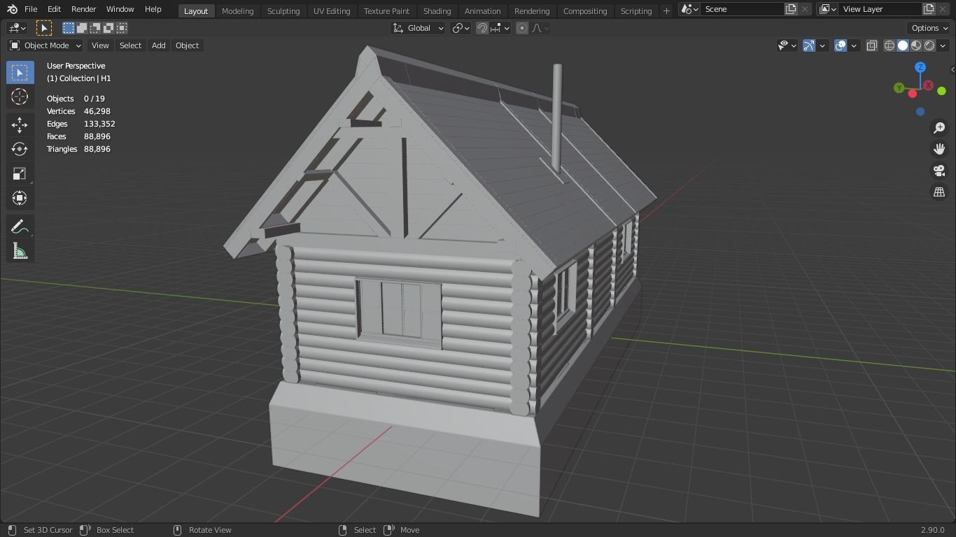 house log cabin 3D model_9