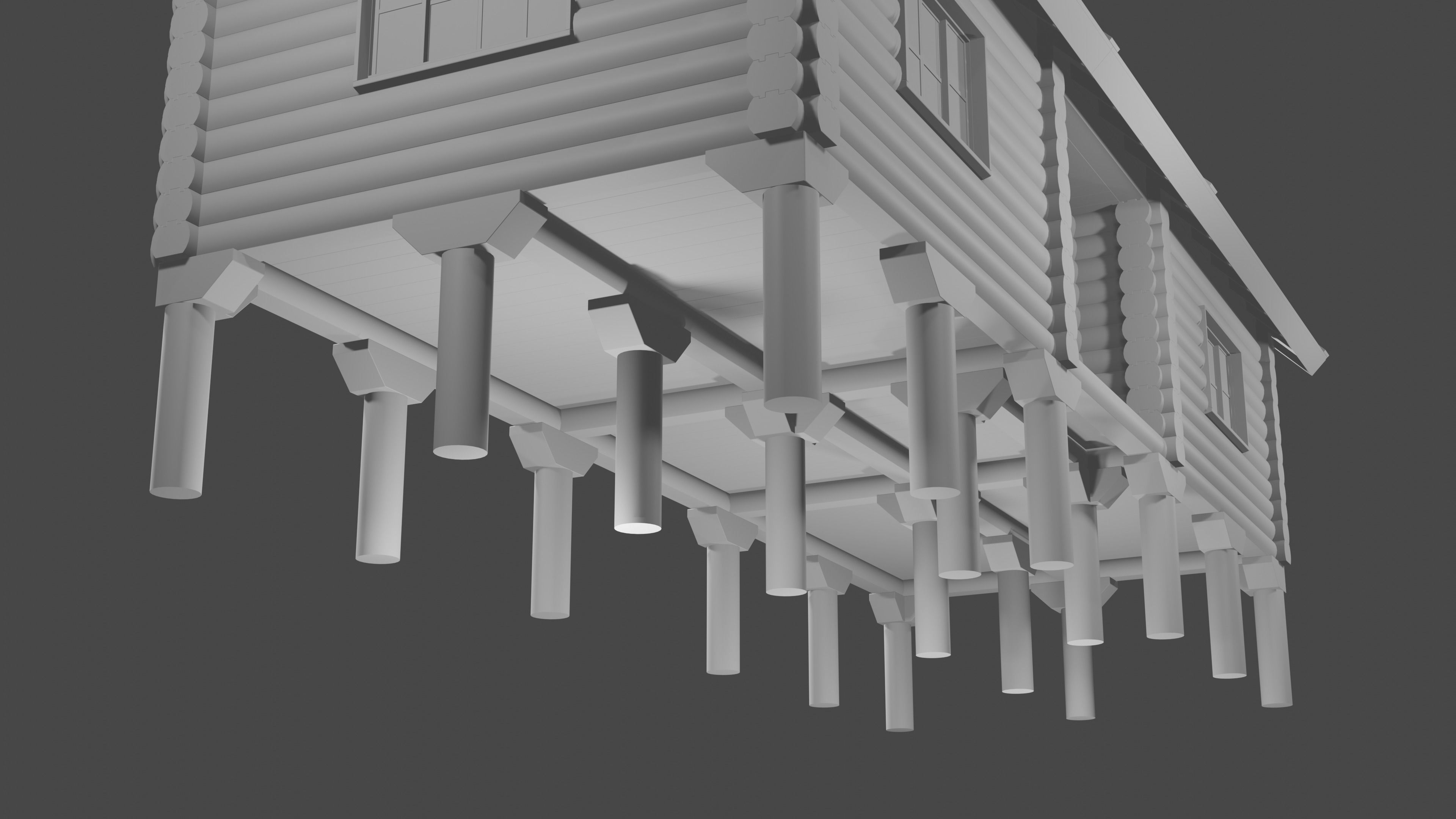 house log cabin 3D model_4