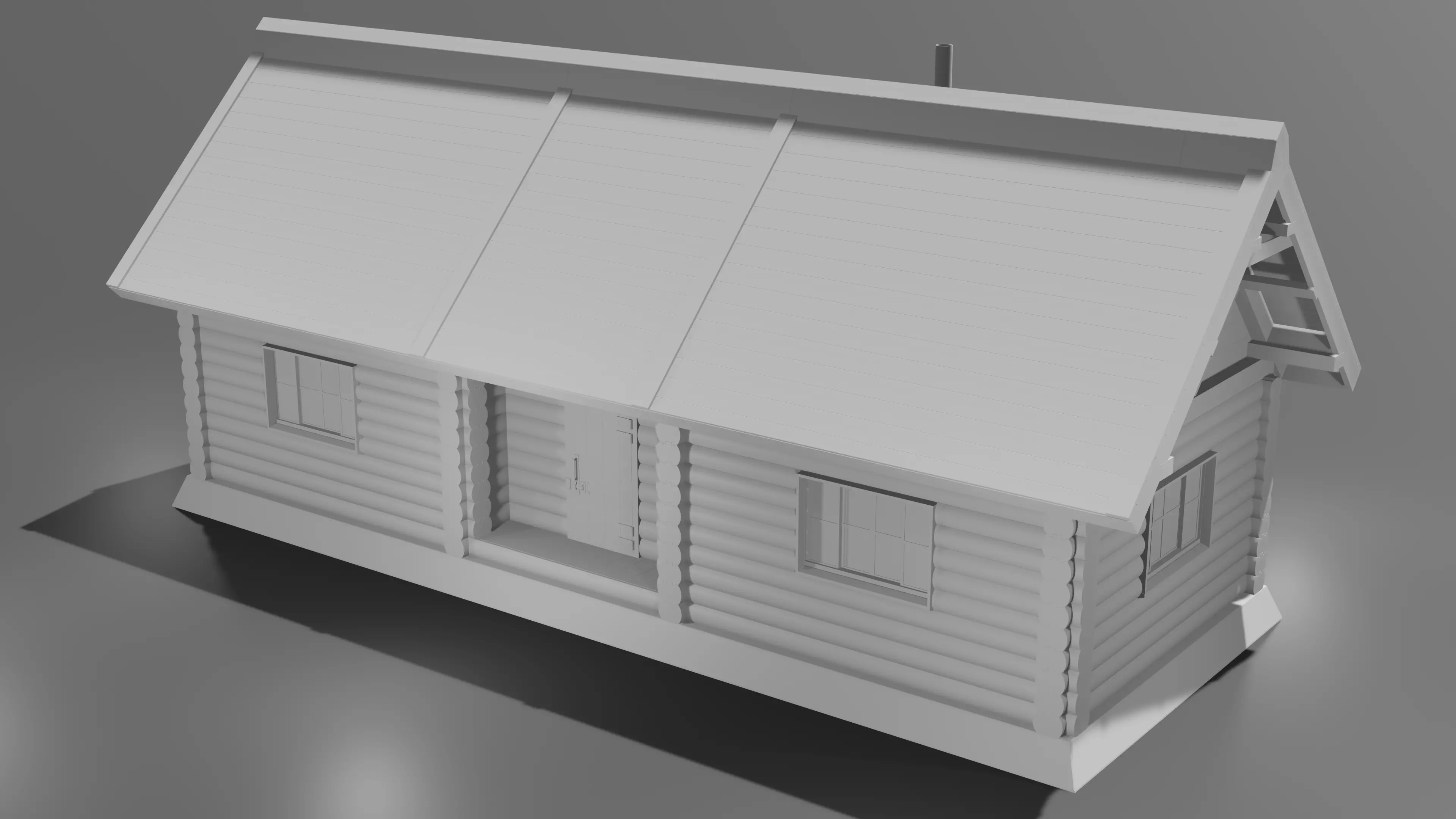 house log cabin 3D model_0