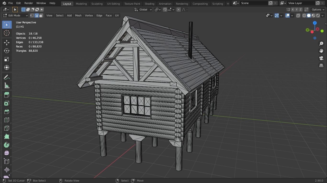 house log cabin 3D model_11