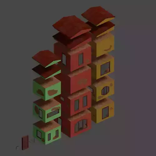 Modular low-poly houses