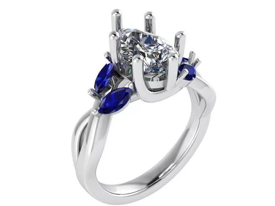 Pear Cut Diamond Twisted Ring 0851 3D print model_0