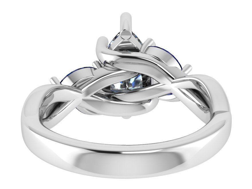 Pear Cut Diamond Twisted Ring 0851 3D print model_3