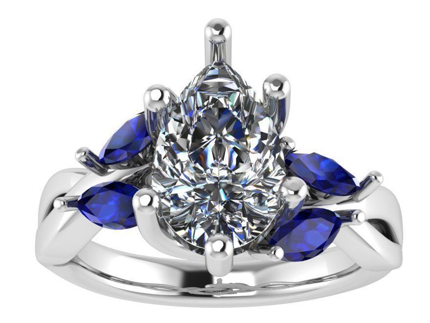 Pear Cut Diamond Twisted Ring 0851 3D print model_2