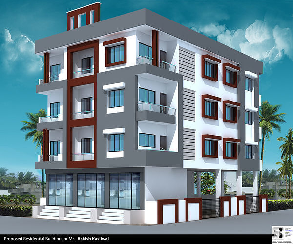 3D elevation of Apartment 3D print model