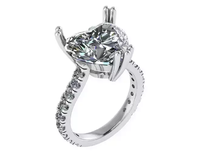 Double Prong Heart Diamond Ring 0853