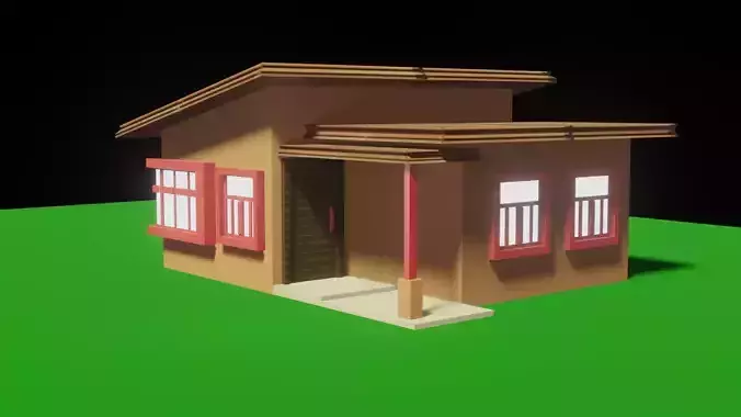 Simple 3d House exterior day