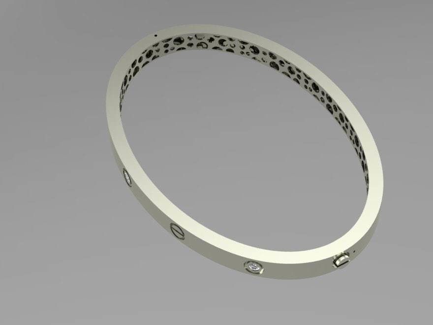 Bracelet silver bangle with diamonds 3D print model_8
