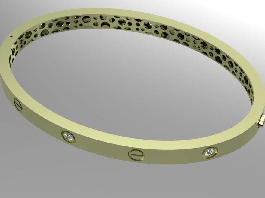 Bracelet silver bangle with diamonds 3D print model_6