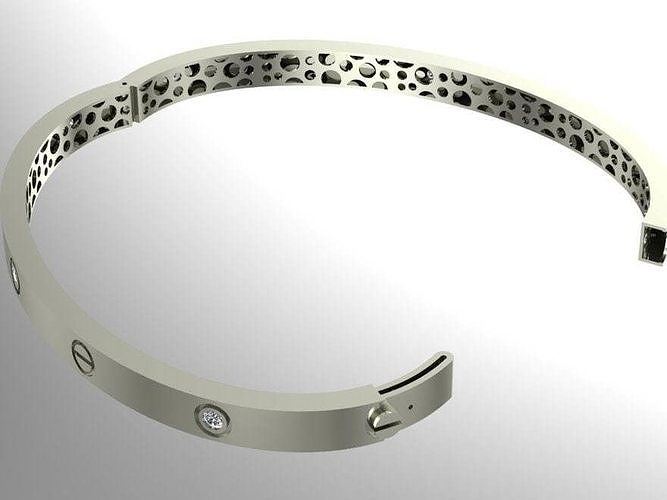 Bracelet silver bangle with diamonds 3D print model