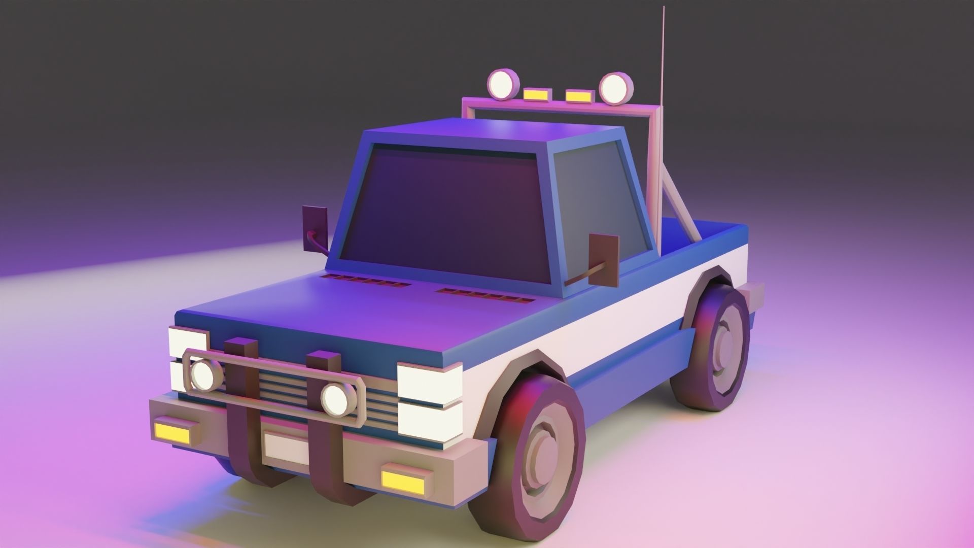 Police Truck Low-poly 3D model_7