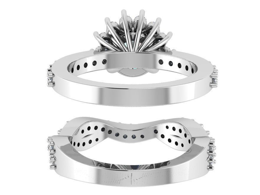 Round Half Cluster Ring Twisted Band 0863 3D print model_3