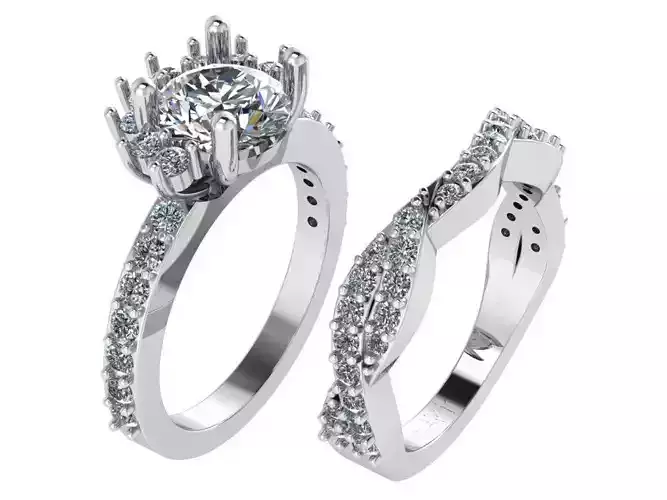 Round Half Cluster Ring Twisted Band 0863