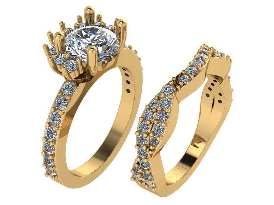 Round Half Cluster Ring Twisted Band 0863 3D print model_1