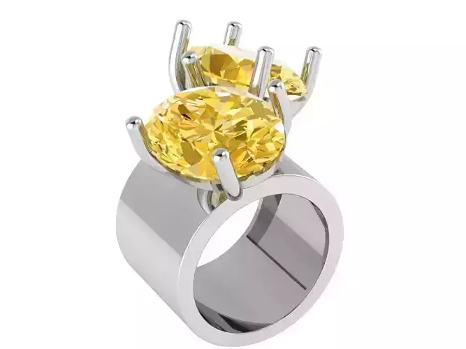 Oval 2-Stone Ring 0864 3D print model
