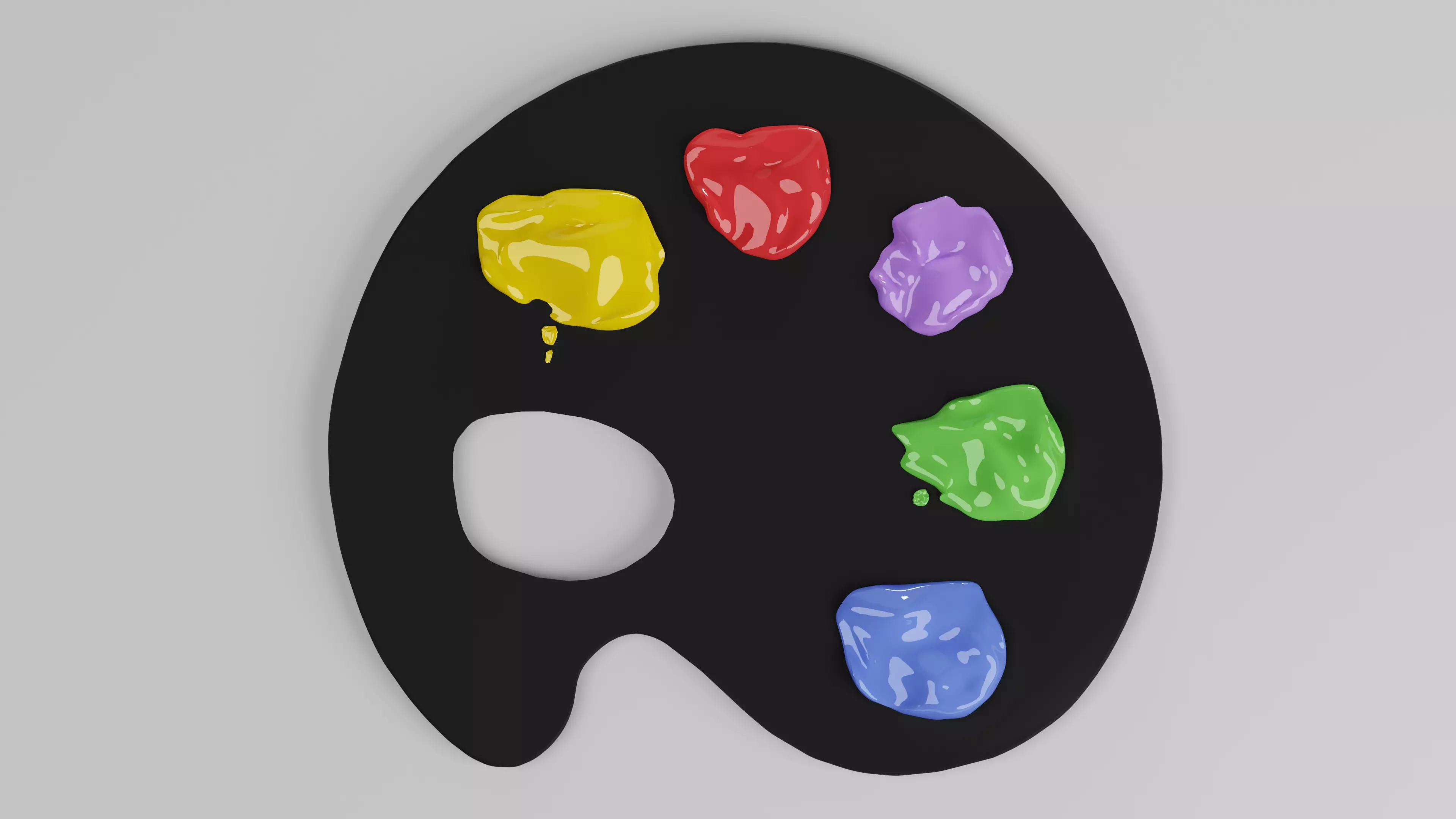 Color Palette With Brush 3D model 3D model