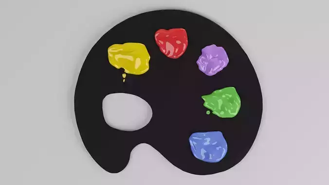 Color Palette With Brush 3D model 3D model