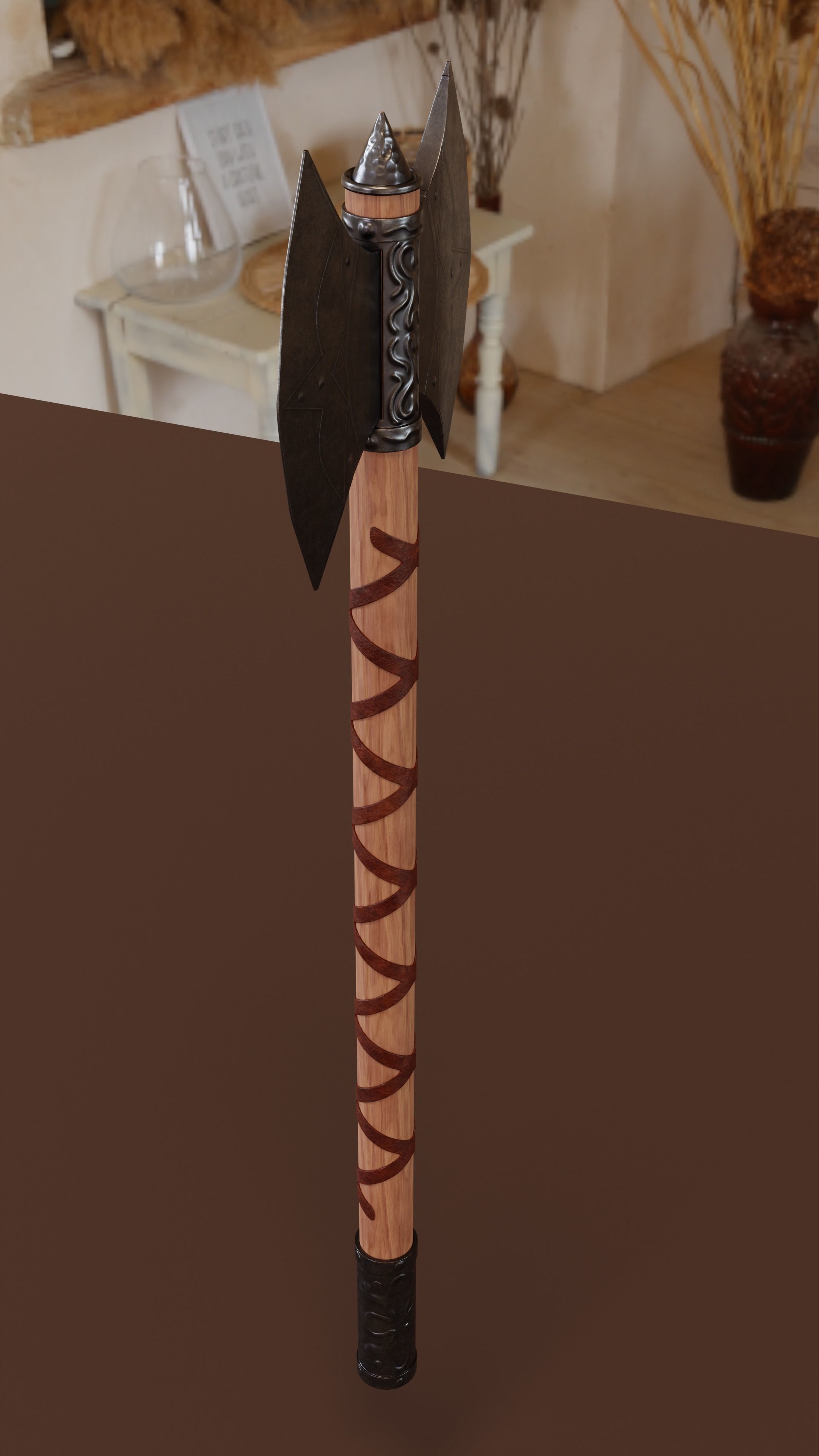 Double sided axe Low-poly 3D model_3