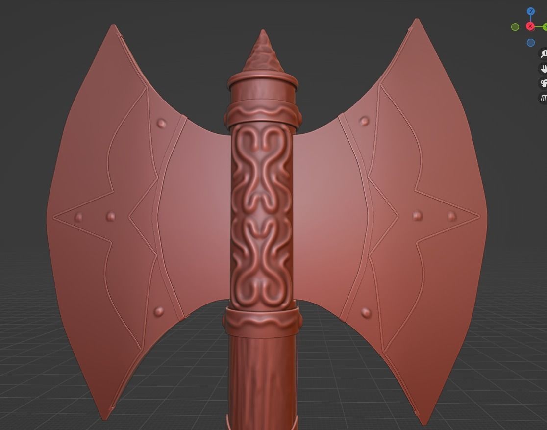 Double sided axe Low-poly 3D model_15