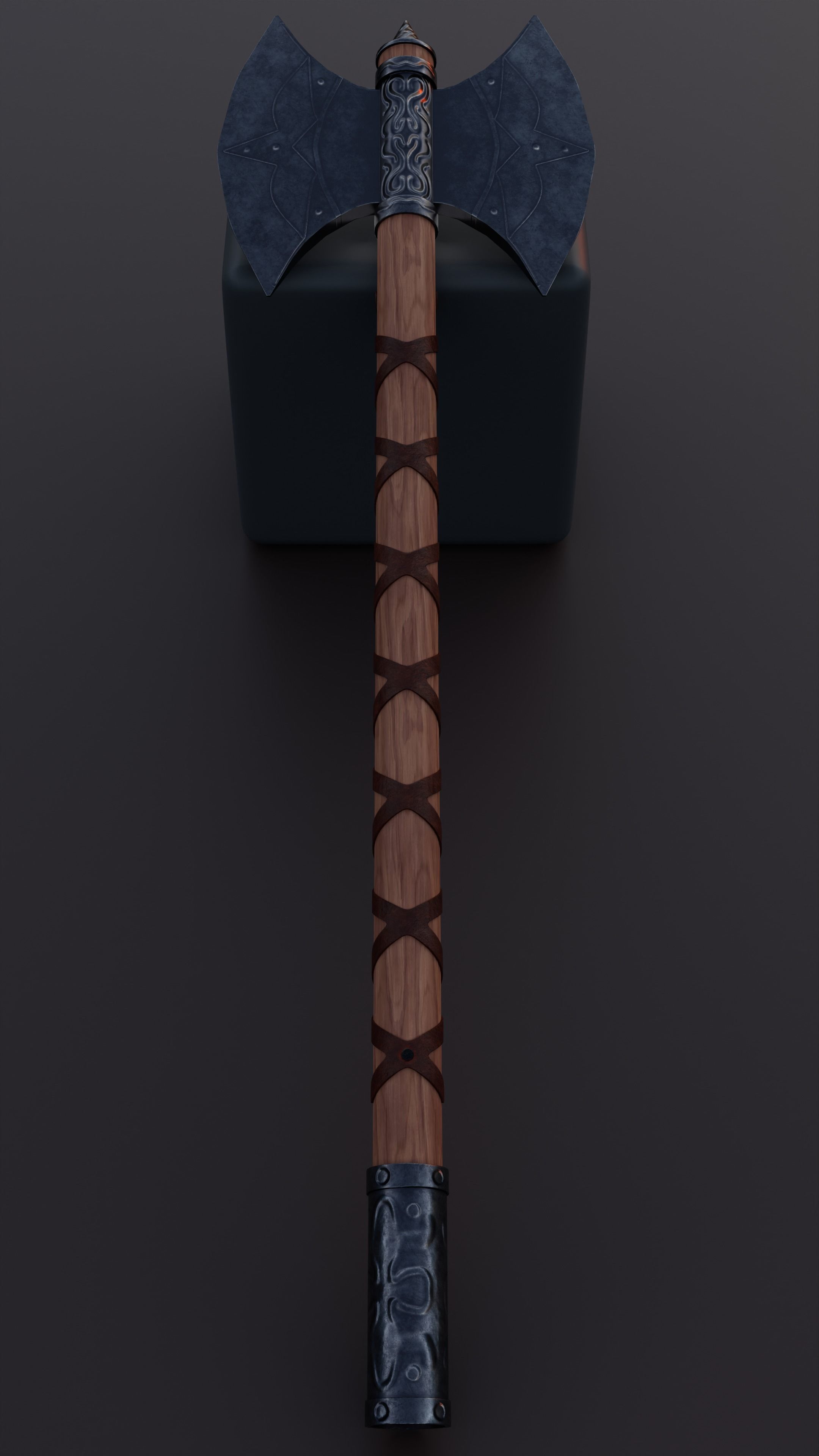 Double sided axe Low-poly 3D model_6
