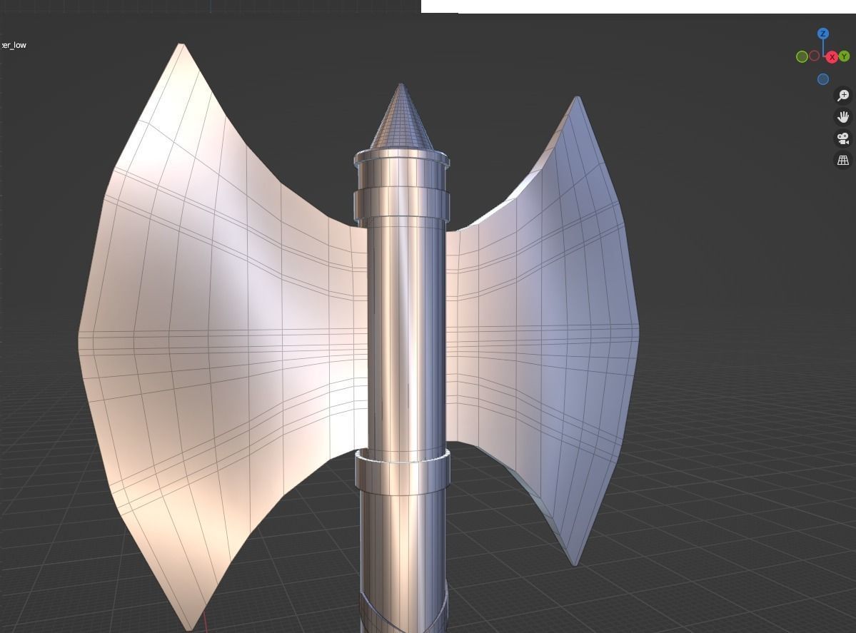 Double sided axe Low-poly 3D model_17