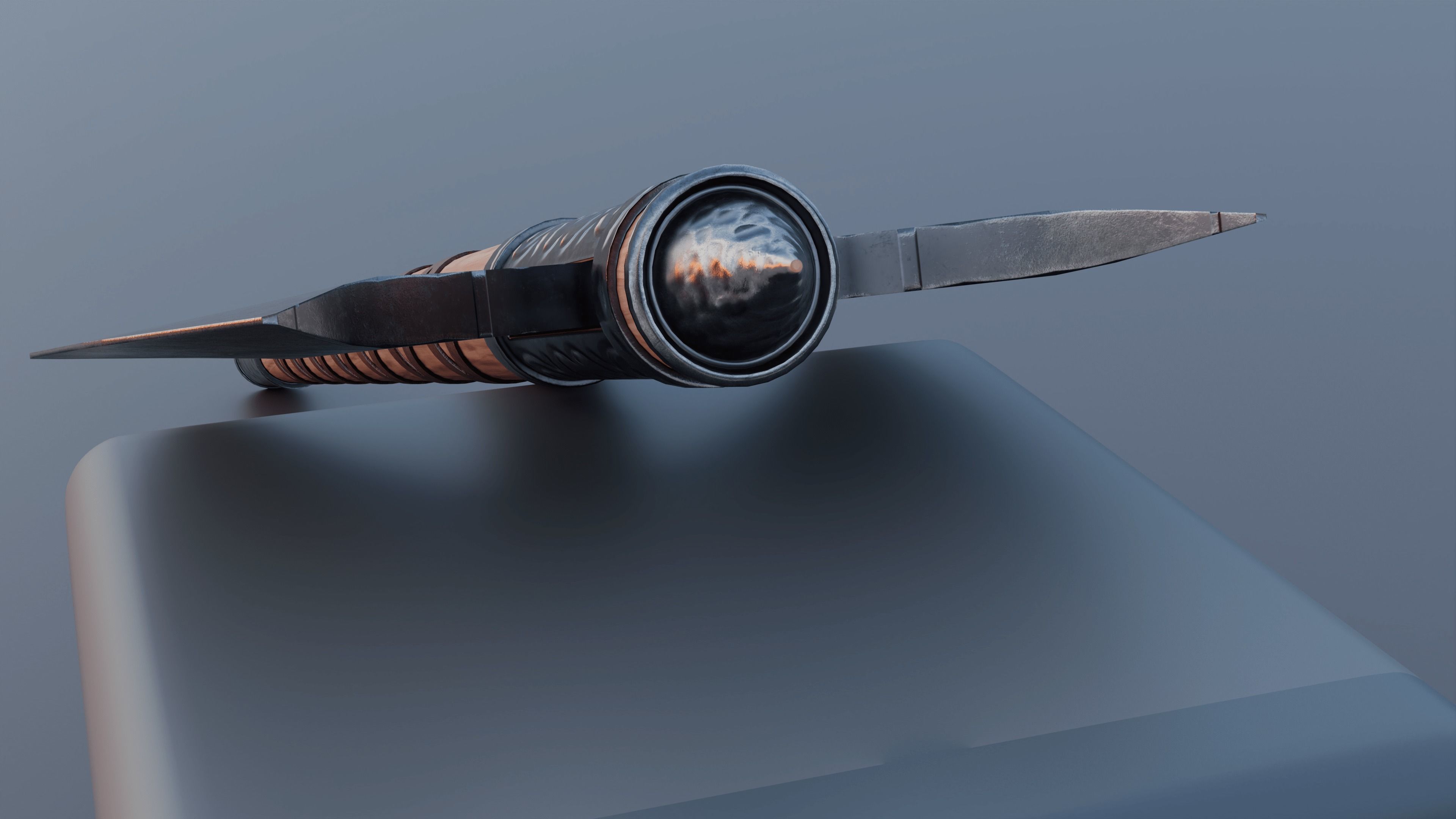 Double sided axe Low-poly 3D model_5