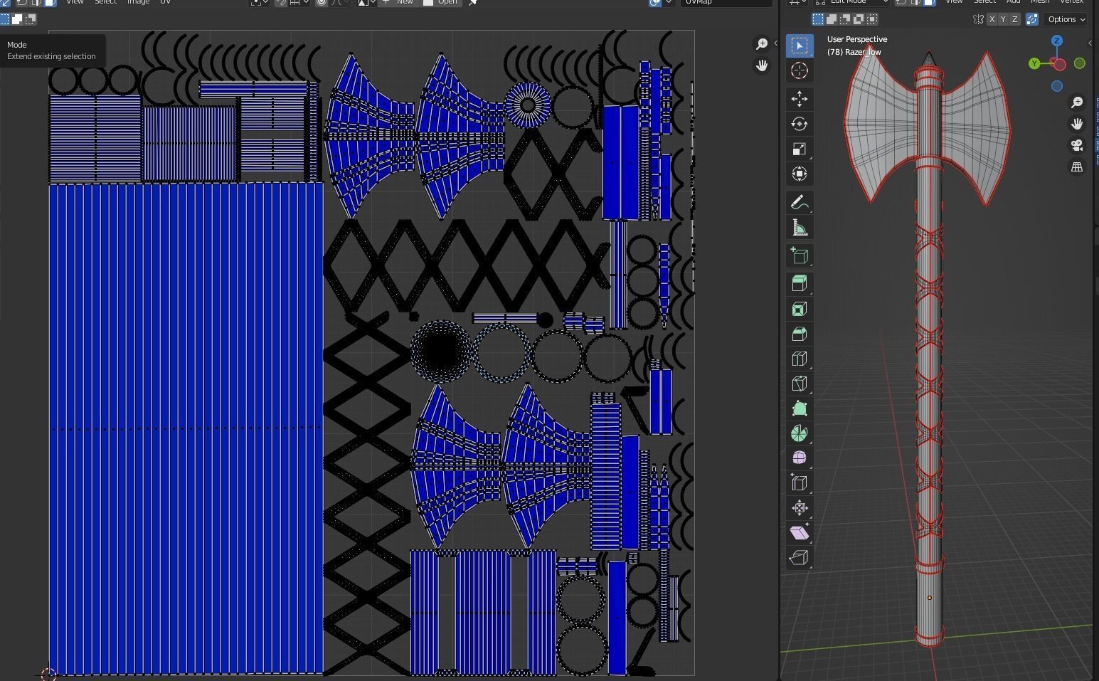 Double sided axe Low-poly 3D model_21