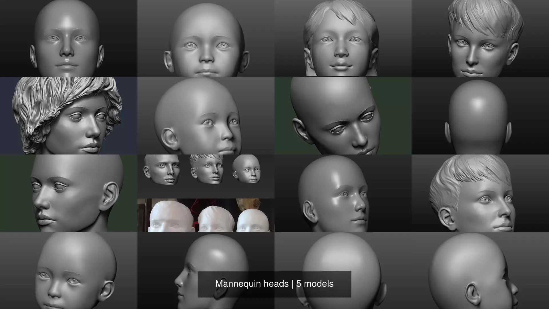Mannequin heads 3D Model Collection_0