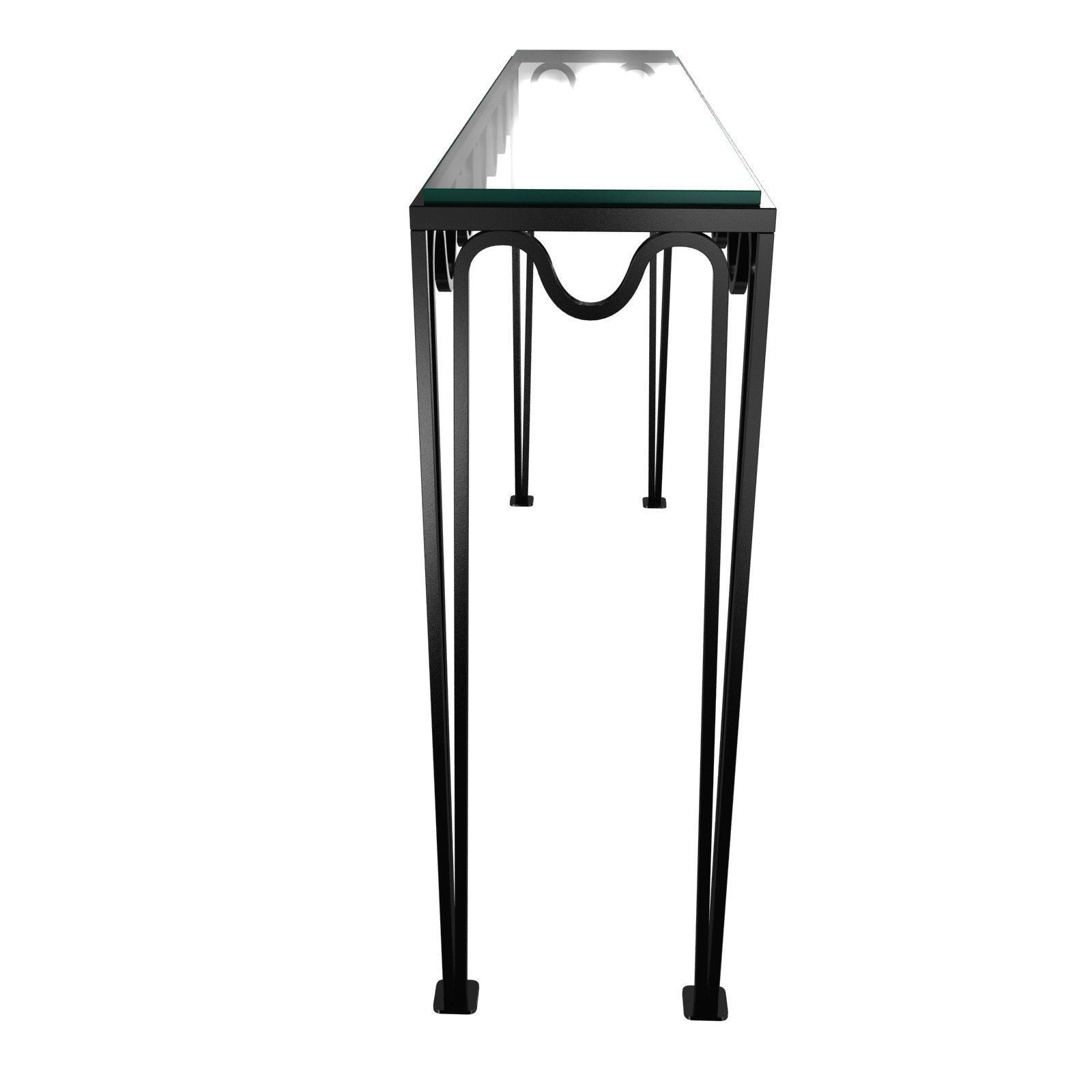 Long Undulating Meandre Wrought Iron and Glass Console 3D model_5