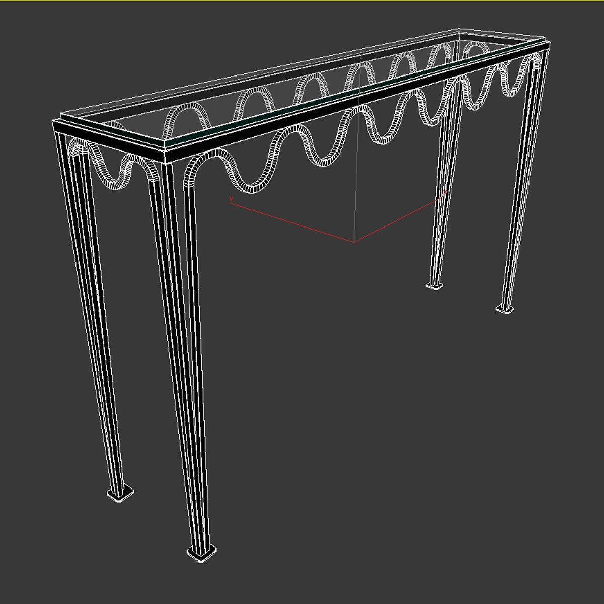 Long Undulating Meandre Wrought Iron and Glass Console 3D model_6