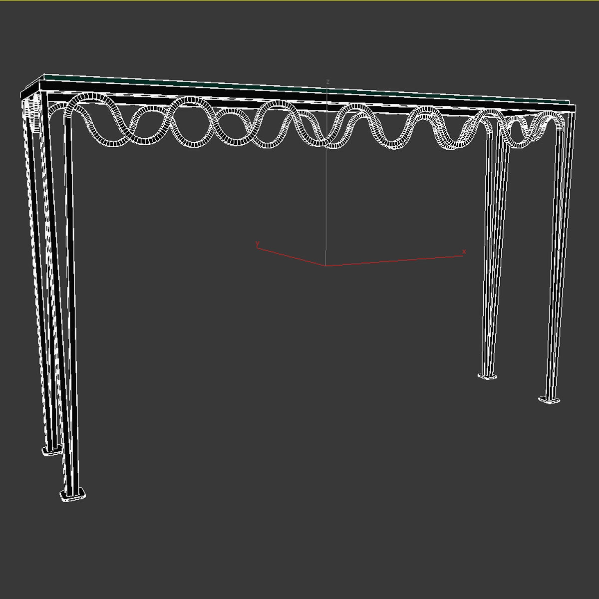 Long Undulating Meandre Wrought Iron and Glass Console 3D model_7