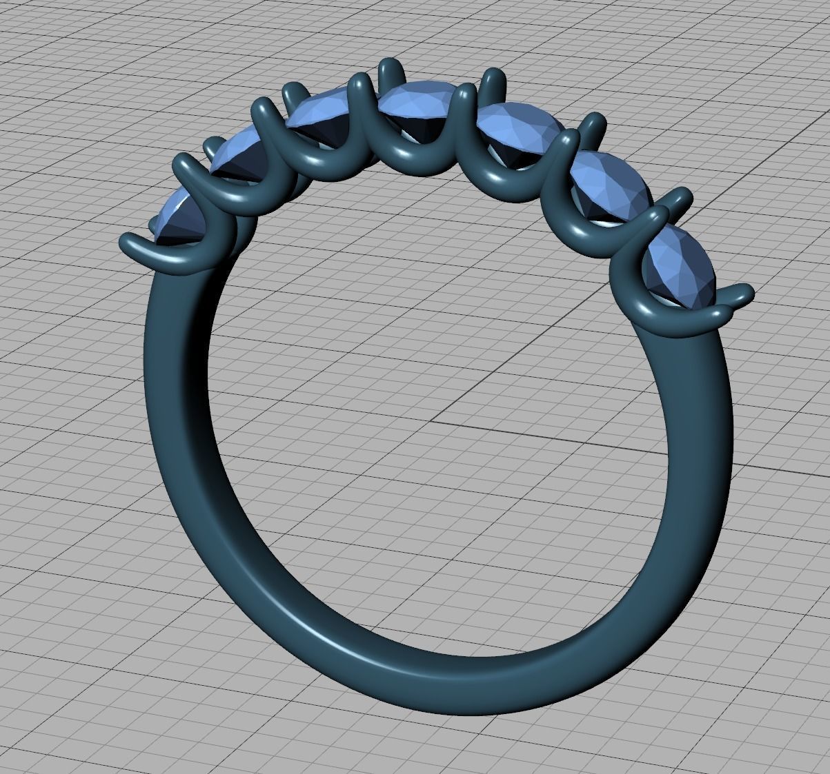 7-stone Diamond Half Eternity Ring 3mm Diamonds 3D print model 3D print model_15