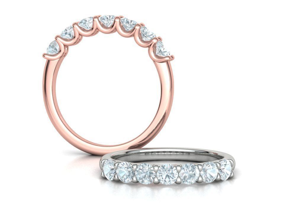 7-stone Diamond Half Eternity Ring 3mm Diamonds 3D print model 3D print model_3
