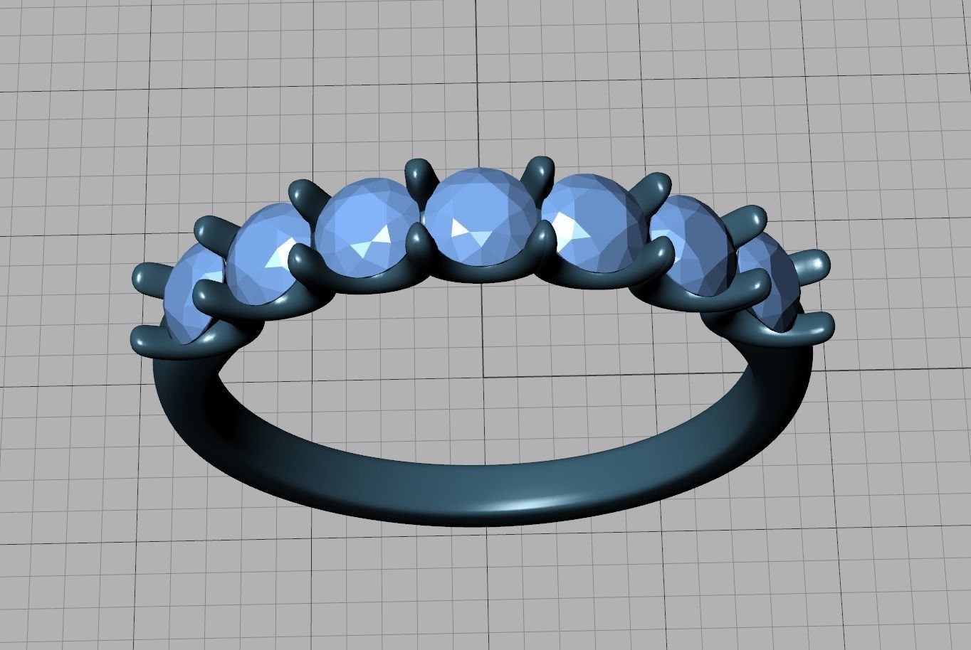 7-stone Diamond Half Eternity Ring 3mm Diamonds 3D print model 3D print model_18