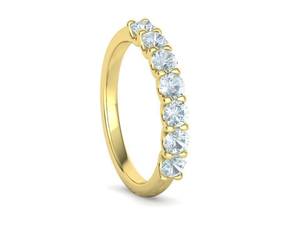 7-stone Diamond Half Eternity Ring 3mm Diamonds 3D print model 3D print model_35