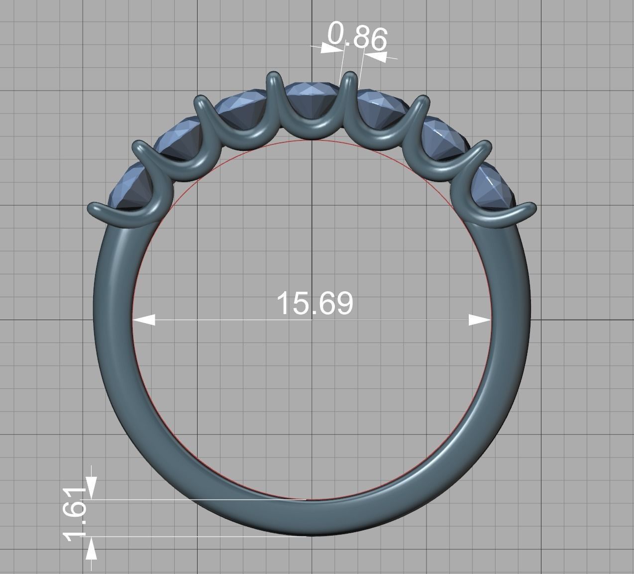 7-stone Diamond Half Eternity Ring 3mm Diamonds 3D print model 3D print model_12