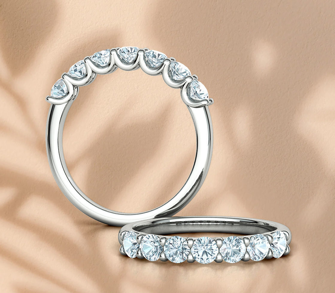 7-stone Diamond Half Eternity Ring 3mm Diamonds 3D print model 3D print model_1