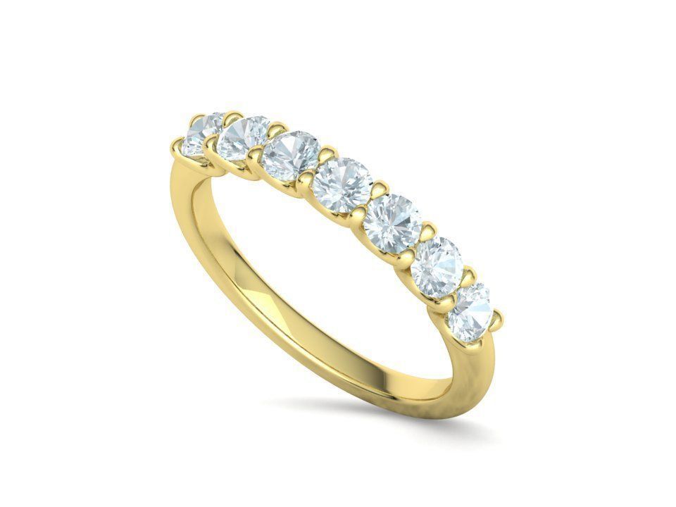 7-stone Diamond Half Eternity Ring 3mm Diamonds 3D print model 3D print model_32