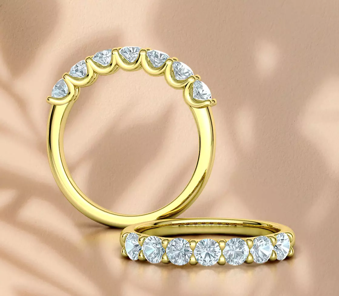 7-stone Diamond Half Eternity Ring 3mm Diamonds 3D print model 3D print model_0