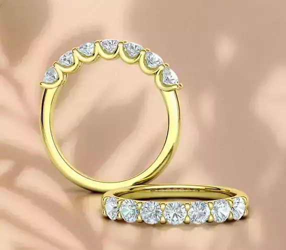 7-stone Diamond Half Eternity Ring 3mm Diamonds 3D print model 3D print model