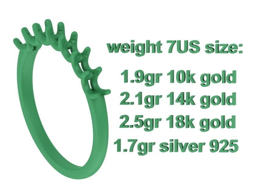 7-stone Diamond Half Eternity Ring 3mm Diamonds 3D print model 3D print model_9